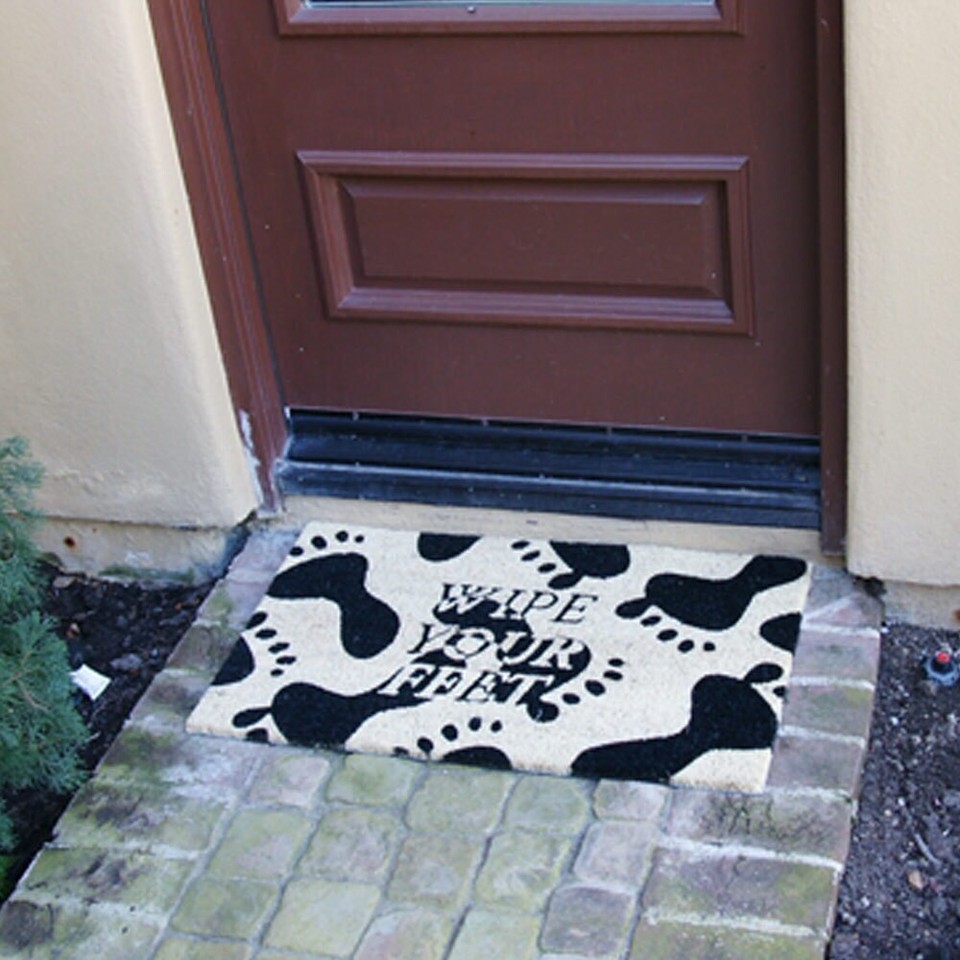 RubberCal "Wipe Your Feet, Please" Coir Mat, 18 x 30Inch Brown