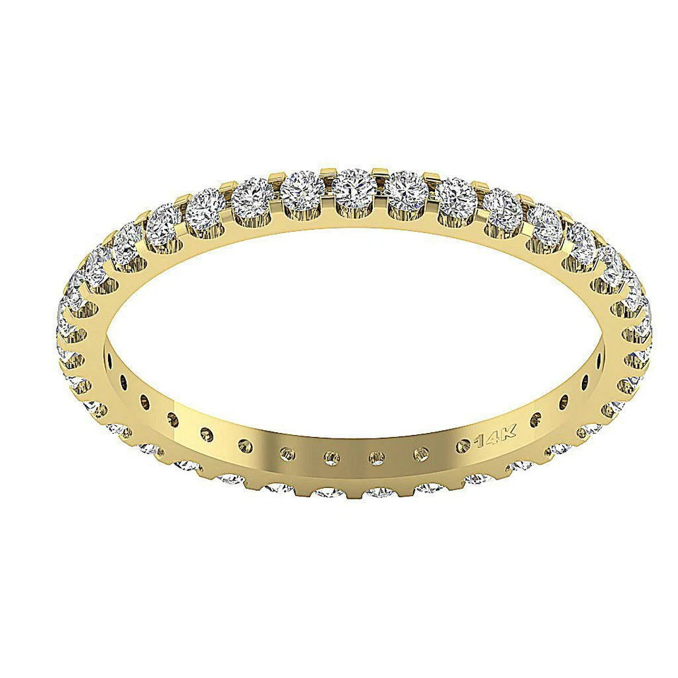 Eternity Stackable Wedding Ring I1 G 0.60 Ct Round Cut Diamond 14K Yellow Gold - Image 2 of 4