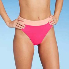 Juniors Textured Colorblock Cheeky High Leg  Waist Bikini Bottom Xhilaration XS