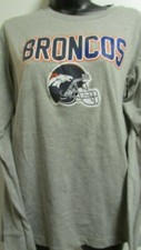 Youth XXL 18 Gray Denver Broncos Long Sleeve T-Shirt BY NFL Team Apparel