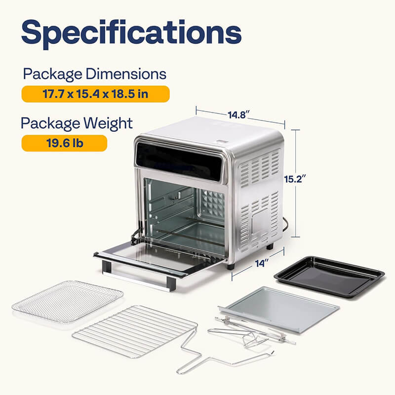 21Qt 8-in-1 Air Fryer Toaster Oven with Convection Rotisserie & Dehydrator 1800W