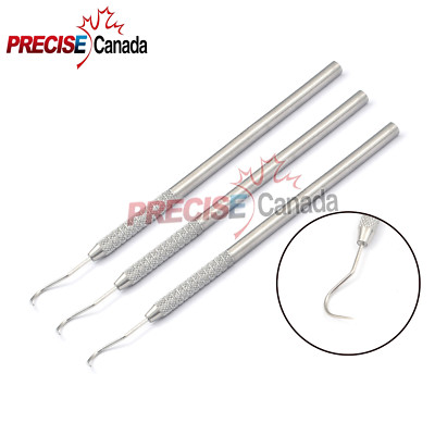 Set Of 3 Dental Probe Explorer 23 Hook Tartar Remover Dentist Instrument Tool