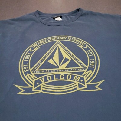 Volcom distressed  mens Tshirt blue/grey sz Large short sleeve