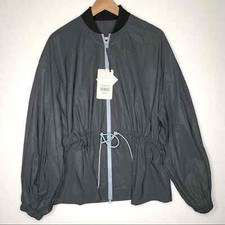 NWT FABLETICS Insulated Running Jacket Women Large Charcoal Reflective ZipUp