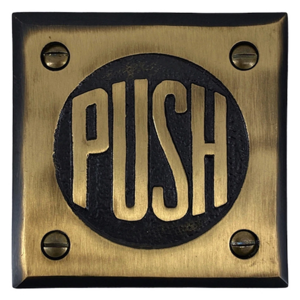 Solid Brass PUSH Door Plate with Old Fashioned Lettering - Image 4 of 4