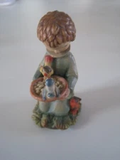 ANRI Italy Wood Carving Sharing Boy Artist Signed 2 3/4"