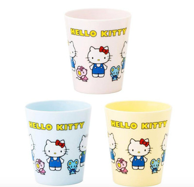 Hello Kitty 3COINS Sanrio Characters Plastic cup Set of 3 Rare Collectible item