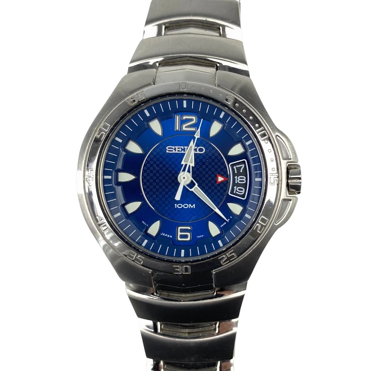 Seiko Casual Sport Quartz Men's Watch Blue Dial Silver Bezel SGEC17P1 7N42-00N0 | eBay