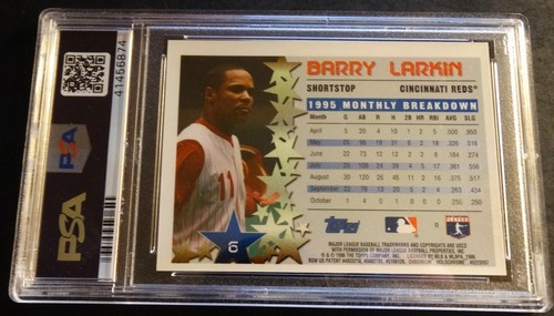1996 BARRY LARKIN TOPPS CHROME REFRACTOR #6 PSA 9 REDS POP 3 (275) - Picture 2 of 2