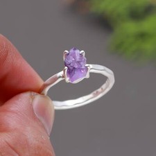 Amethyst Rough Ring, 925 Sterling Solid Silver Ring, Women Ring, Gift For Her