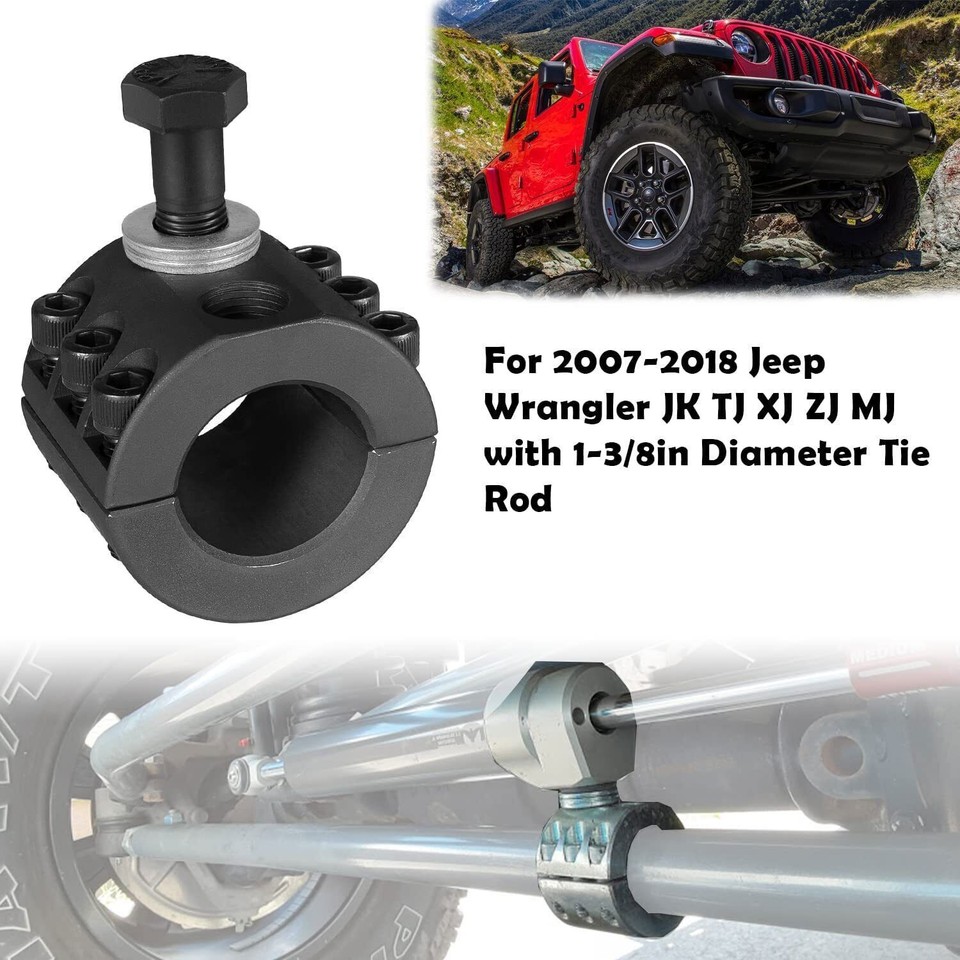 Steering Stabilizer Tie Rod Clamp & Relocation Bolt For Jeep Wrangler JK/JL & Gladiator JT (1.5" OD Tube)