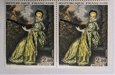 bloc 2 timbres postes 1973 n° 1765 neuf** 2,00 la finette de WATTEAU