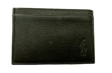 NWT Polo Ralph Lauren Pebbled Leather Slim Card Case Wallet - Black - 8347 