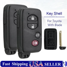 2 Uncut Smart Remote Key Shell Case Fob 4B for Toyota Highlander Venza HYQ14AAB