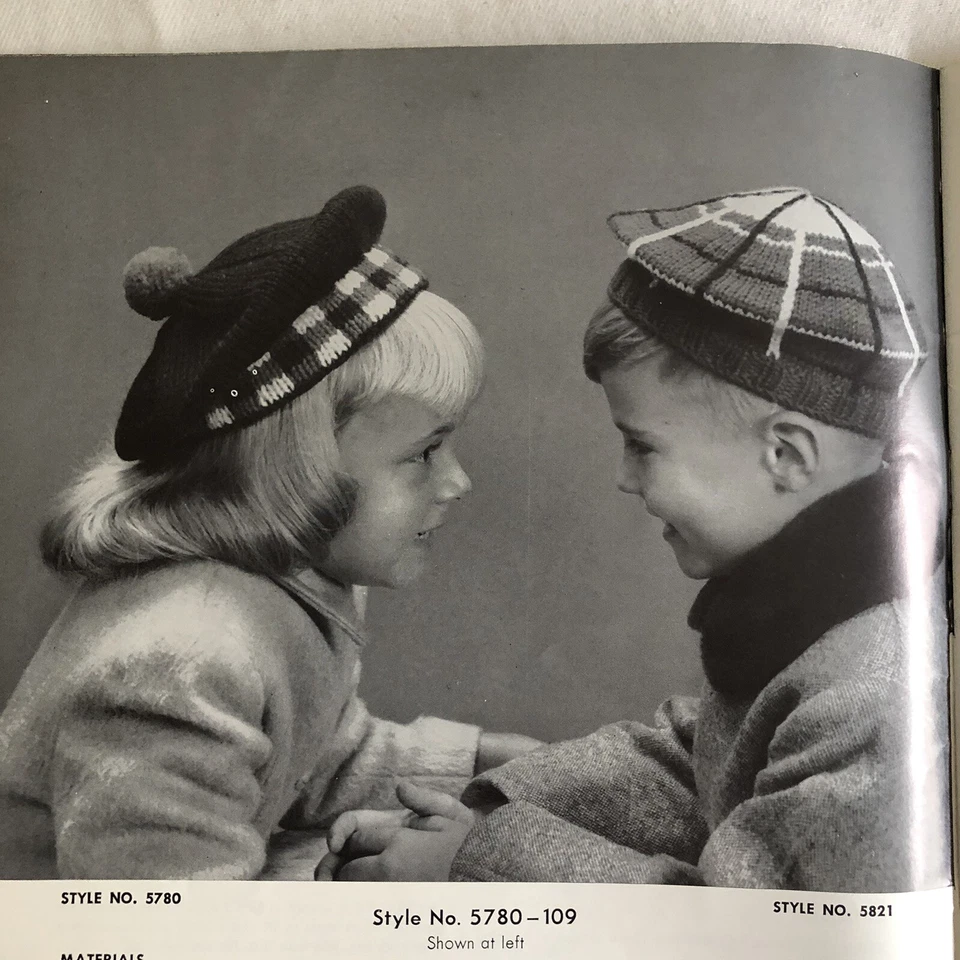 Vintage 1962 Bernat Crochet Pattern Book Caps and Mittens For Everybody Slippers - Image 2 of 4