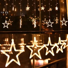 Lichterkette 2,5 Meter Vorhang Sterne LED Erweiterbar Verlängerung 8 Programme