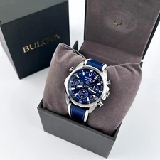 Bulova Men's Marine Star 96B287 Blue Dial Chronograph Quartz Watch 43mmNew w/box