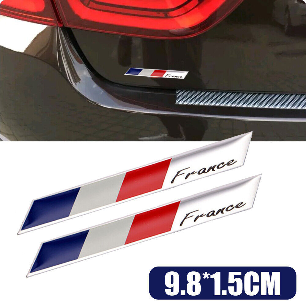 2X Aluminum French France Flag Logo Car Styling Emblem Badge Car Sticker Decor