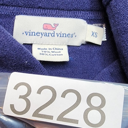 Vineyard Vines Womens Sweater Extra Small Blue Curved Split Hem Wool Cotton - Picture 9 of 10