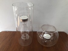 Vintage Clear Glass Tea Light Votive Candle Holders 7 3/4 In and 3 3/4 In Tall