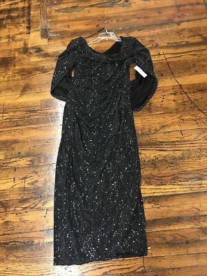 r&m richards black sequin dress R & M Richards Women's Lace & Sequin V-Neck Sleeveless Gown - Evergreen