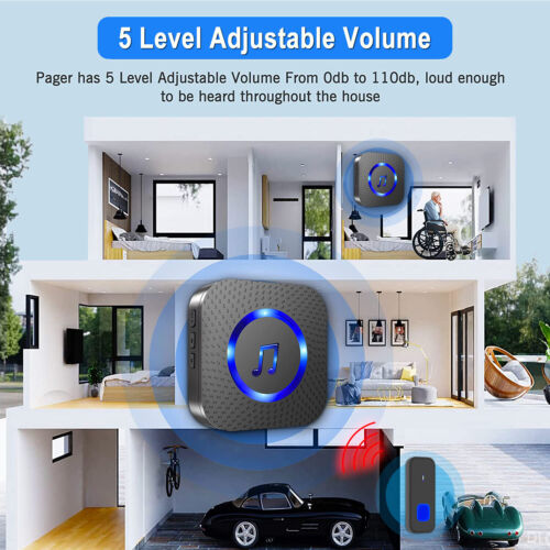 Wireless Doorbell Waterproof Long Range Door Bells Cordless Plug-in With Chime - Picture 5 of 6