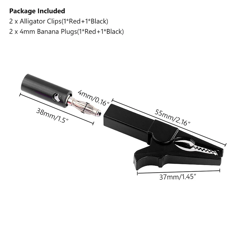 2PCS SAFE INSULATED TEST LEADS ALLIGATOR CLIPS WITH 4MM BANANA CONNECTOR PLUG - Image 4 of 4