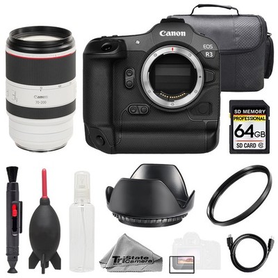 Canon EOS R3 + RF 70-200mm f/2.8 L IS USM Lens +64GB+ UV Filter- Basic Kit