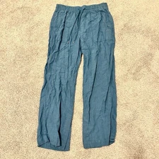Athleta Retreat Linen Pants Size 8 Wide Leg Borealis Green Teal Beach Lagenlook