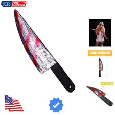 Realistic Fake Bloody Butcher Knife Prop - Safe Halloween Costume Accessory f...