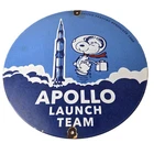 Vintage NASA Apollo Sign - Space Shuttle Snoopy Astronaut Porcelain Gas Sign