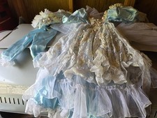 Light Blue White Princess Dress Lace Floral Appliqu  Tulle Satin Girls Costume