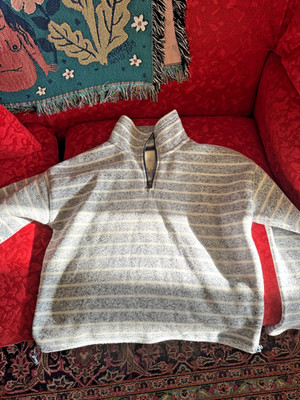Thread & Supply Quarter Zip Pullover - Women's Medium - Blue & White Striped