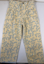 Vintage OshKosh Girls High Waisted Corduroy Pants Yellow Blue Size 12 Slim