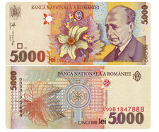 Romania 5000 Lei 1998 P 107 b UNC New Banknote
