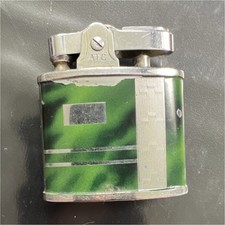 ATC Vintage Green Silver Butane Lighter Collectible Metal Made in USA