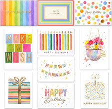 100 Pack Birthday Cards Bulk with Envelopes Stickers, Large 5X7 Assorted Happy