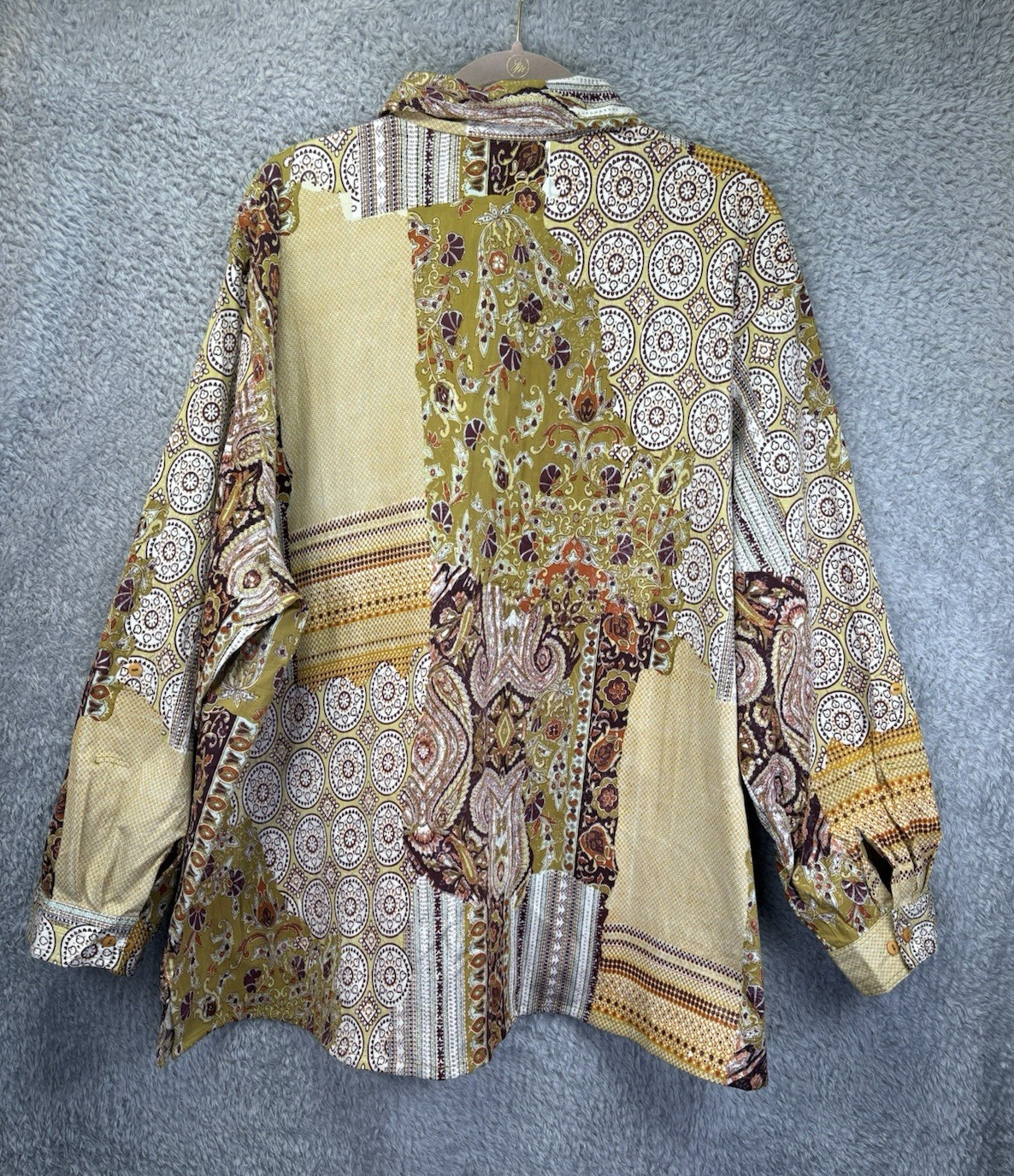 Ulla Popken Patchwork Button Up Shirt Sz 28/30 Pa… - image 2