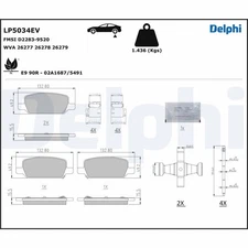 Rear Axle Delphi LP5034EV Brake Pad Set, Disc Parking Brake for Tesla