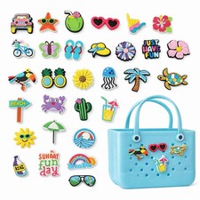 30PCS Charms for Bogg Bag, Hawaii Accessories Flowers Letters Glasses Beach Cute