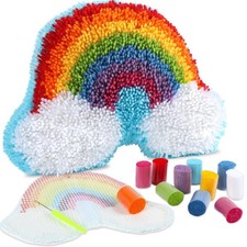 Rainbow Latch Hook Kit Rainbow Pillow DIY Craft Kit for Making Your Own DIY P...
