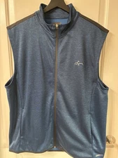 Greg Norman Vest Mens L Blue Hydrotech Golf Masters Zip Up Sleeveless
