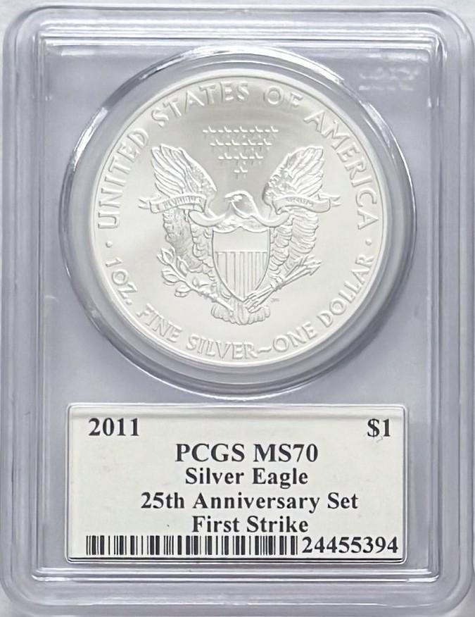 2011 SILVER EAGLE FROM 25TH ANNIVERSARY SET FIRST STRIKE