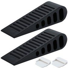 JQK Rubber Door Stopper Wedge, Black 2 Pack Soft TPR Premium Door Stops for B...
