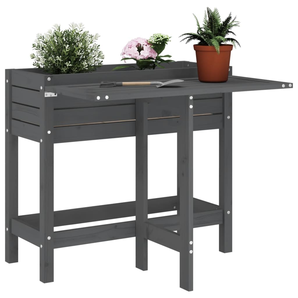 vidaXL Fioriera da Giardino Grigio Pino Massello - Design Pieghevole