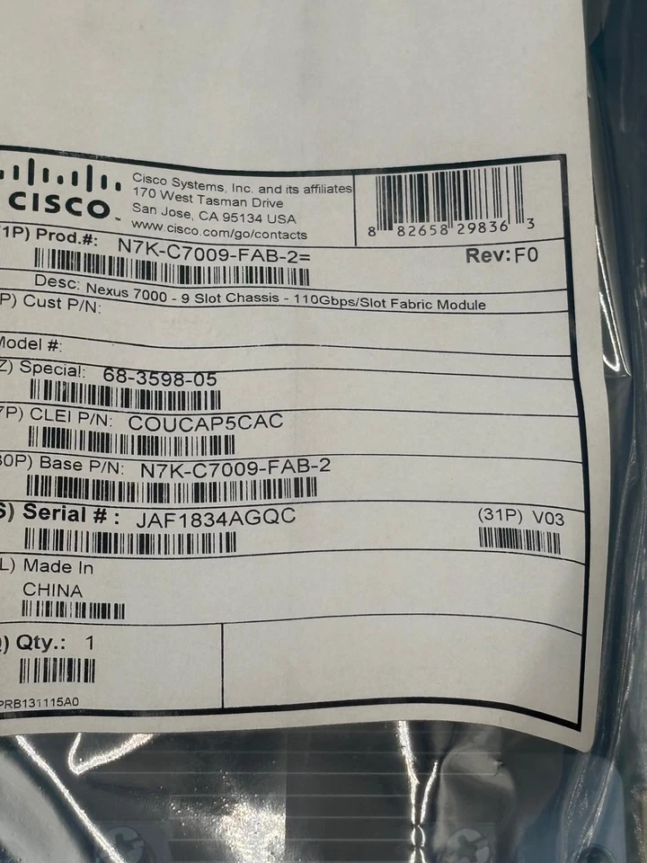 Cisco Nexus 7000 Series Switch Fabric Module N7K-C7009-FAB-2 - NEW - Image 2 of 3
