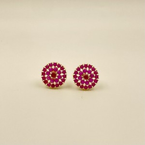 Authentic Gold Plated Small Flower Stud Earrings | Ruby Premium Studs | Jewelry for Women