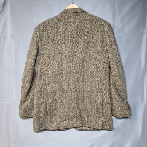 Harris Tweed Pure New Wool Jacket Size 42L Jacket Green Red Blue Window Pane - Picture 3 of 9