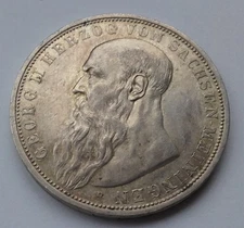3 Mark Sachsen Meiningen 1908, Georg II Jäger Nr. 152