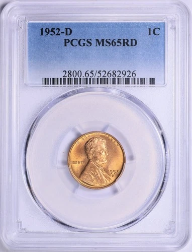 1952-D Lincoln Cent - PCGS MS-65 RD - BEAUTIFUL GEM